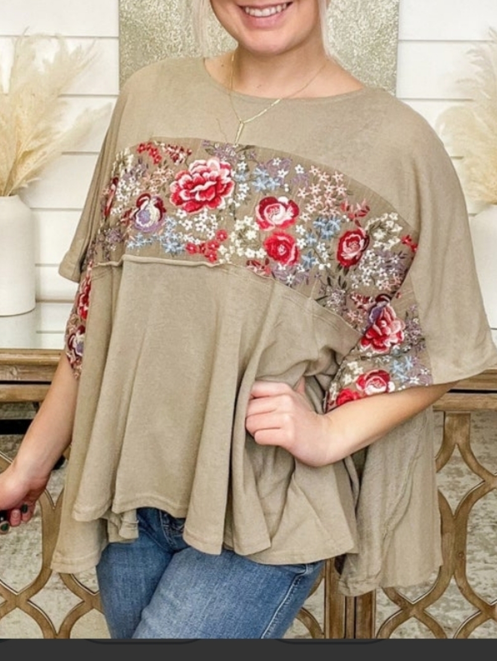 Savanna Jane Olive Green Floral Top